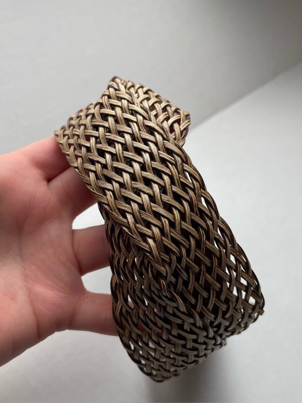 Claires Headband Women’s Brown Tan Wicker Woven Lattice Wide Band Crisscross